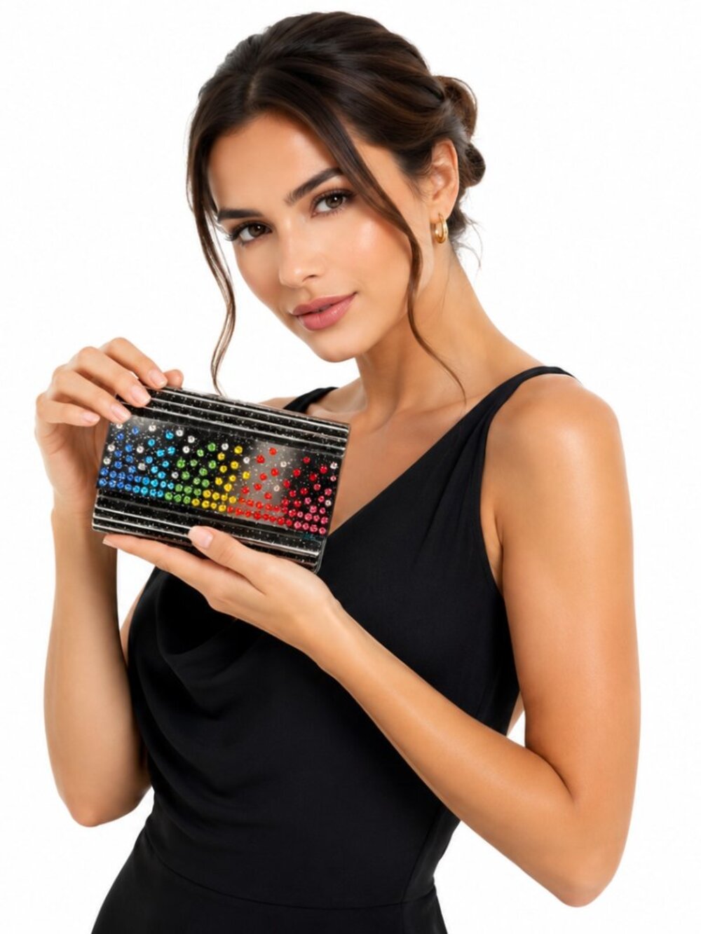 Kurt Geiger London MINI Rainbow Crystal Box Clutch | KGL Eagle Head